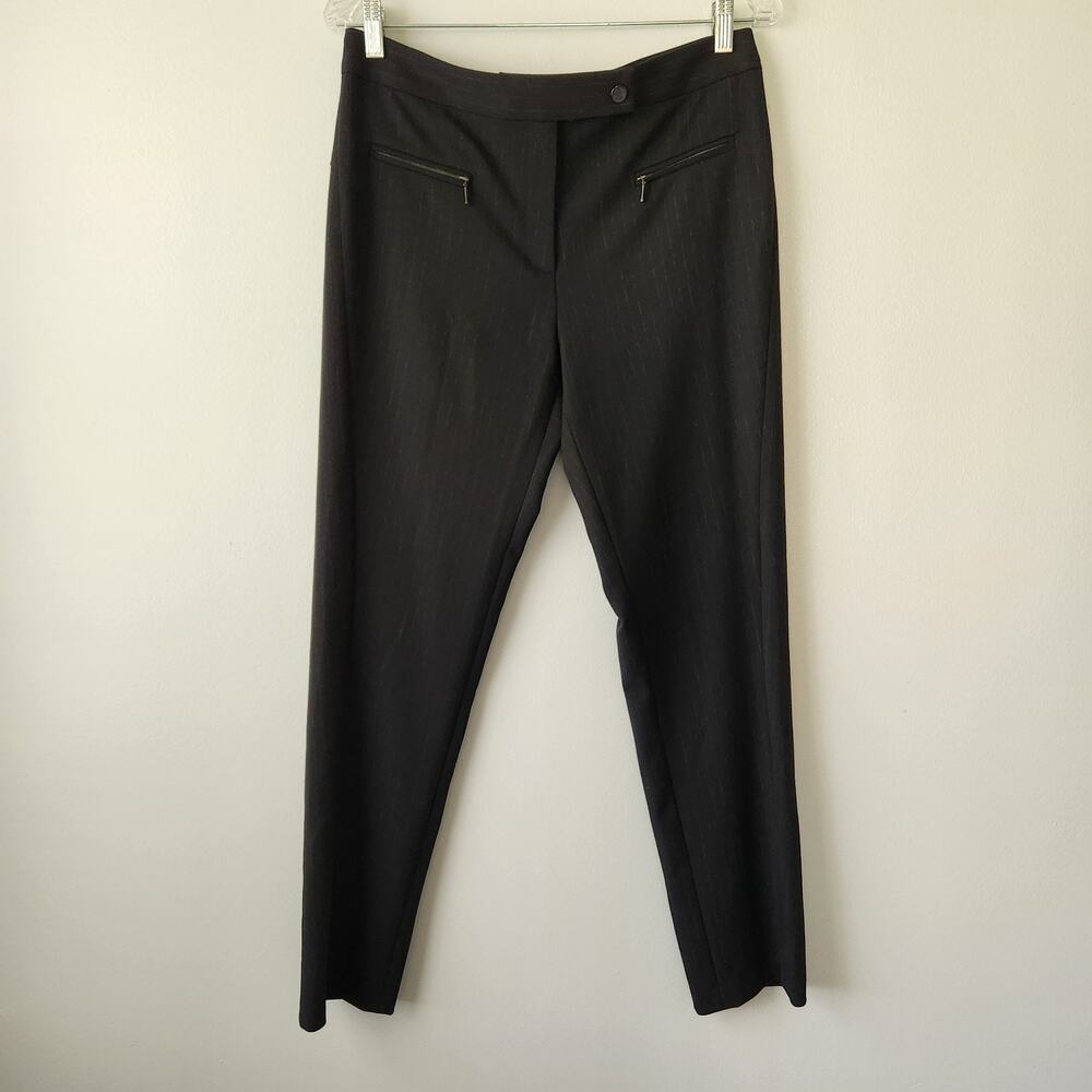 Gerard Darel Pants Womens 40 US 8-10 Black Stripe Slim Leg Smart Casual Workwear